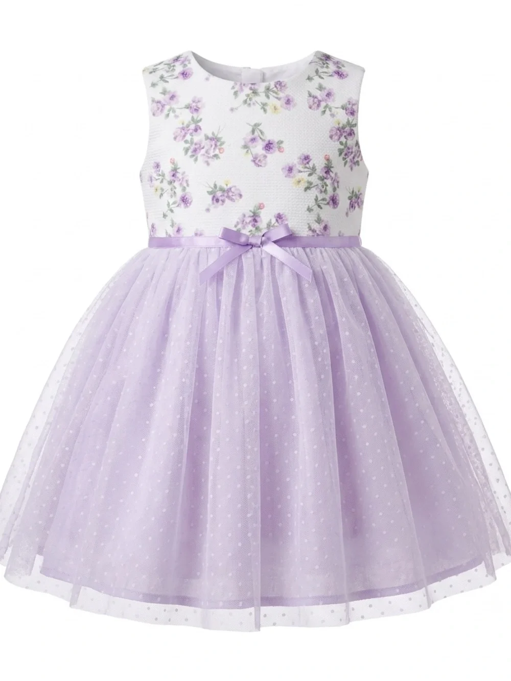 Blueberi Boulevard Girls Floral Dress and Coat Set in White and Lavender Size 6